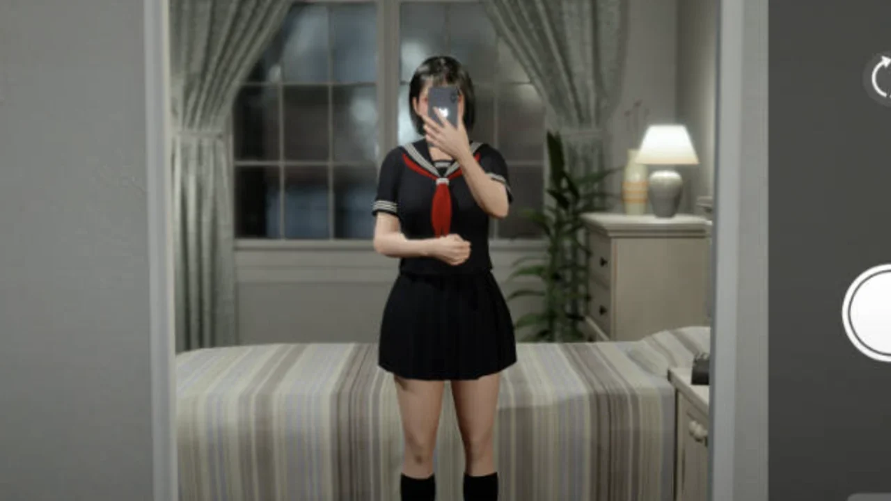 凉花身着水手服在卧室镜头前进行直播任务