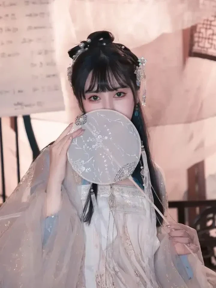 侠女逍遥录封面，古风室内的汉服女子手持团扇